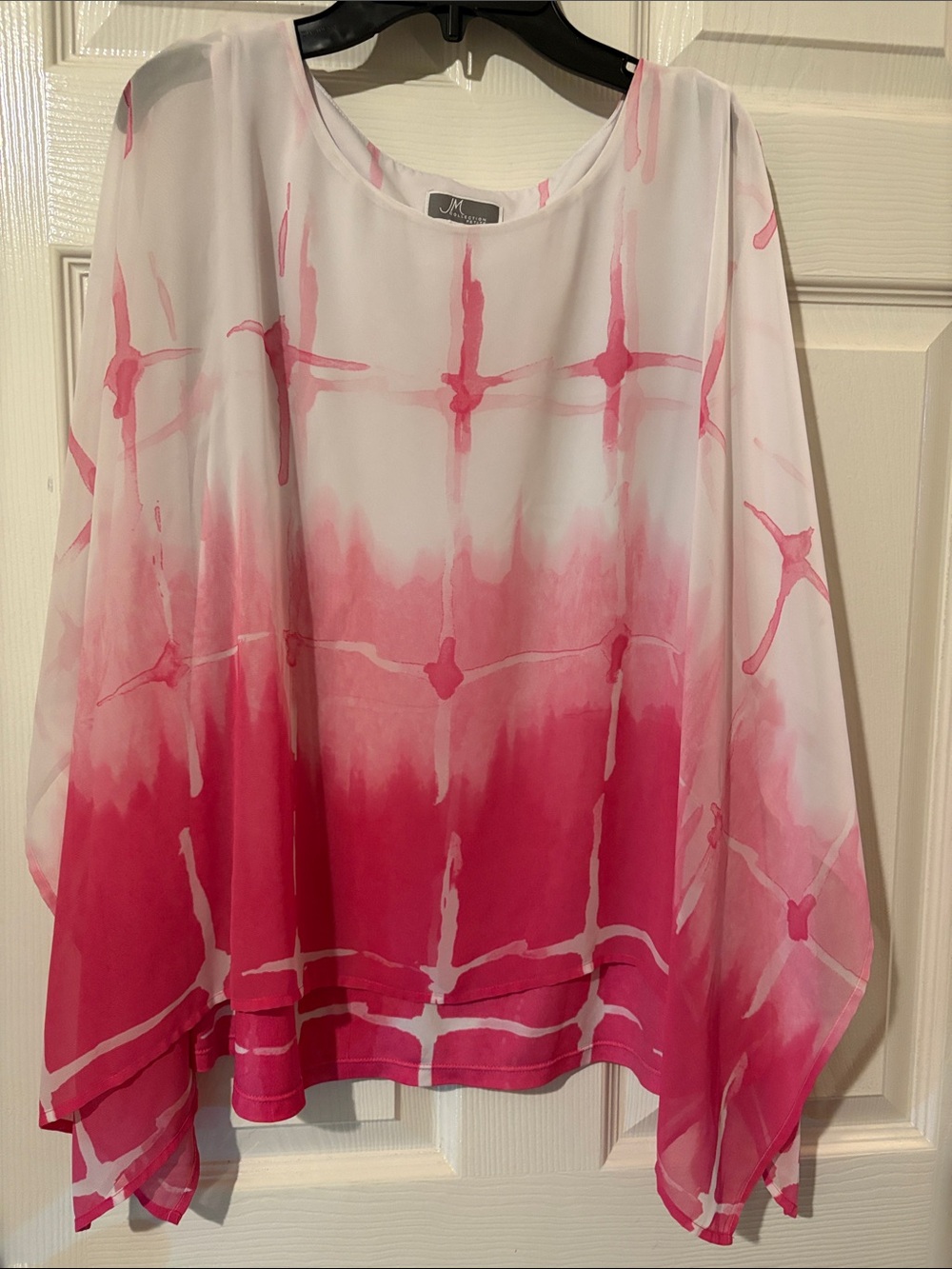 JM Collection White to Pink Ombre Sheer Tunic Top